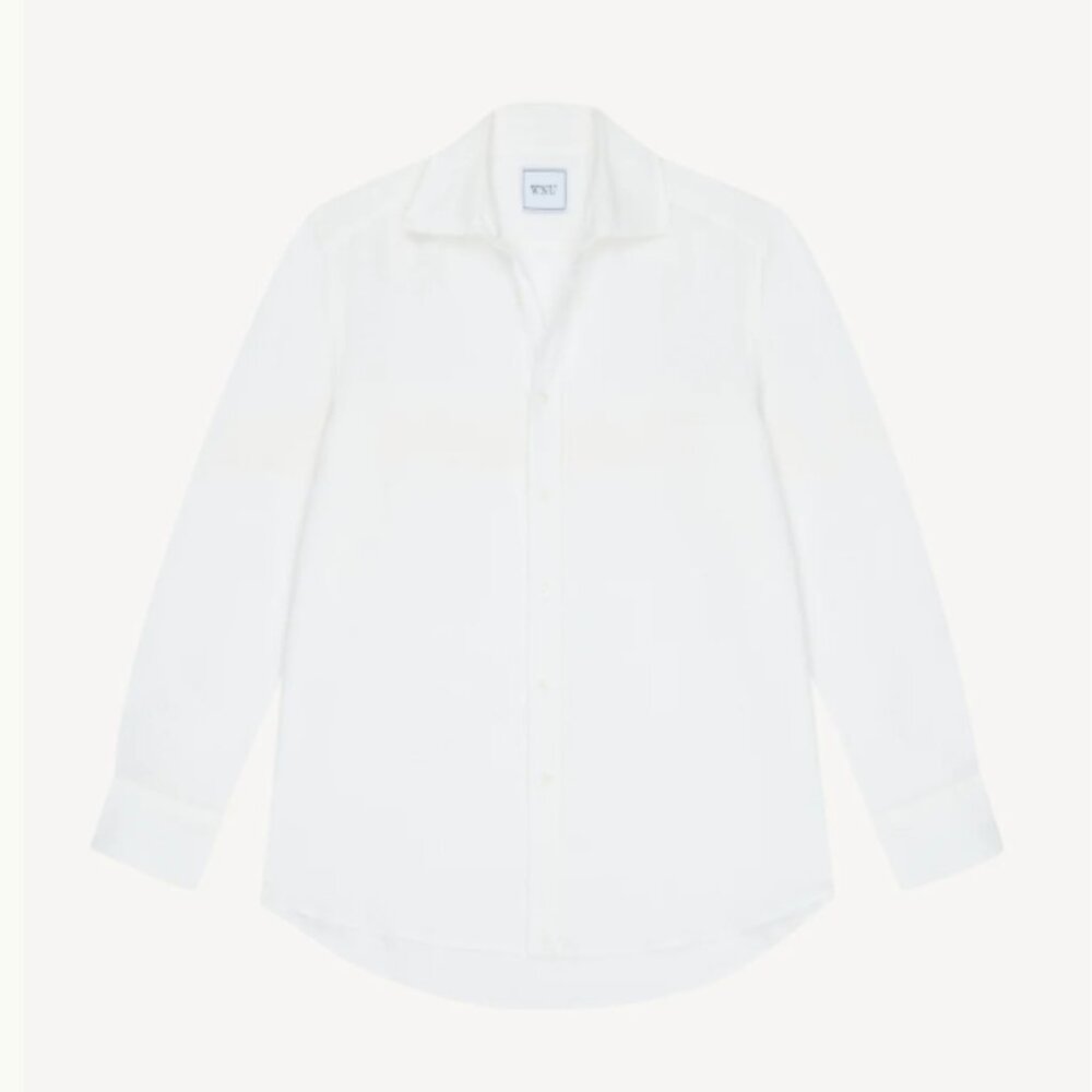 With Nothing Underneath Women's White Linen Boyfriend Shirt